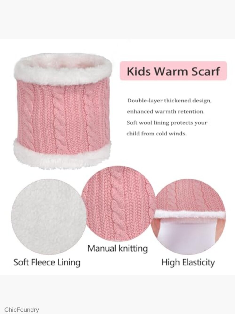 Kids Winter Hat Gloves Scarf Set Knit Beanie Pompom Thermal Fleece Lined 3pc - Picture 5 of 7